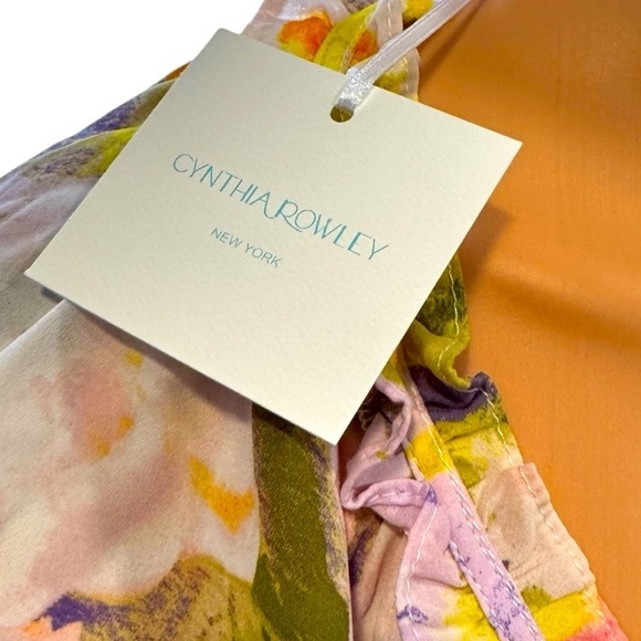 CYNTHIA ROWLEY Colorful Floral Triple Ruffle Short Sleeve Front Tie NWT 1X - Picture 11 of 14